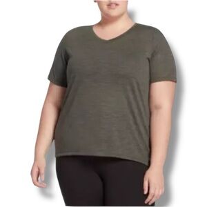 DSG Women's Core Cotton Jersey V-Neck T-Shirt 1X Forest